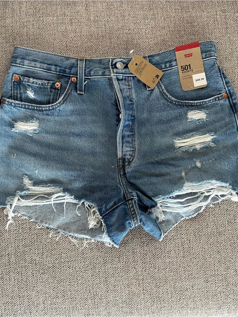 Levi's Light Blue Distressed Denim Cutoff Shorts